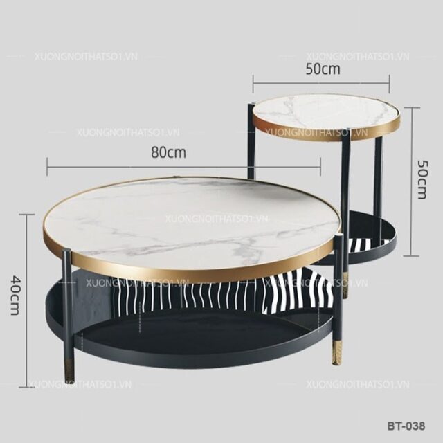 Bàn Trà Mặt Đá Tròn Hiện Đại BT_038