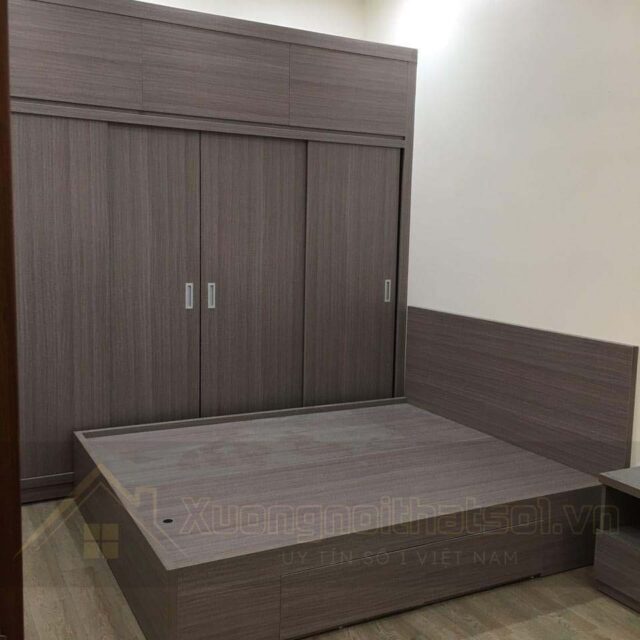 Combo Giường Tủ Gỗ Công Nghiệp Có Ngăn Kéo Cao Cấp CNG_035