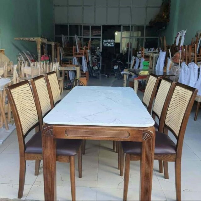 Bàn Ăn Mặt Đá Cao Cấp 6 Ghế XBA_005
