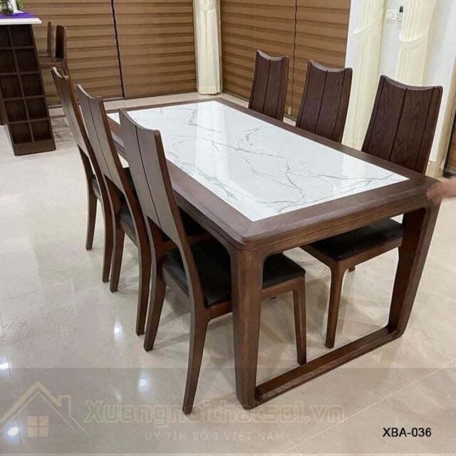 Bàn Ăn Mặt Đá Hiện Đại Bền Đẹp XBA_036