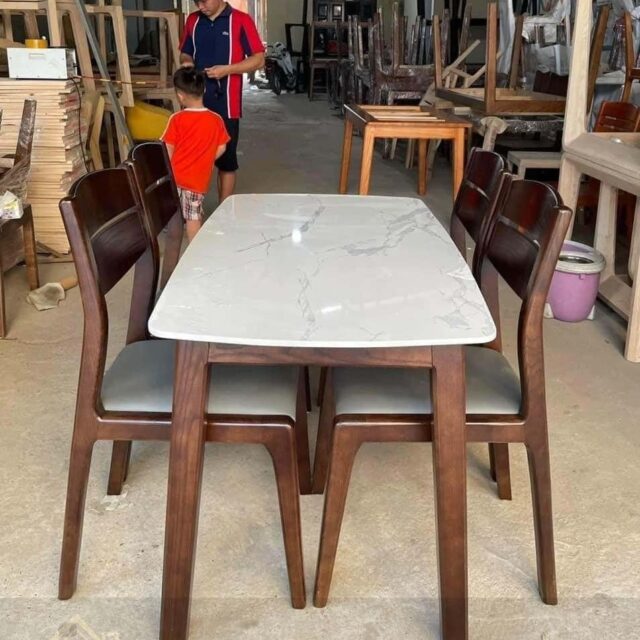 Bàn Ăn Mặt Đá Hiện Đại Đẹp XBA_008