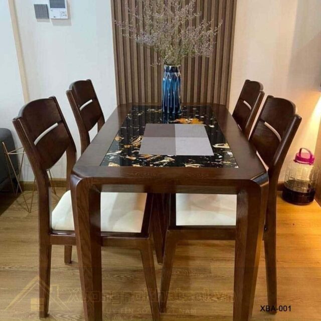 Bàn Ăn Mặt Đá Hiện Đại Giá Rẻ 4 Ghế XBA_001