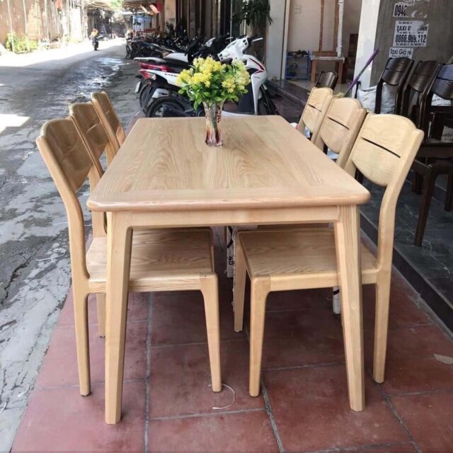 Bàn Ăn Mặt Gỗ Hiện Đại 6 Ghế XBA_038