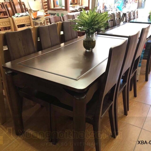 Bàn Ăn Mặt Gỗ Hiện Đại Giá Rẻ 6 Ghế XBA_035