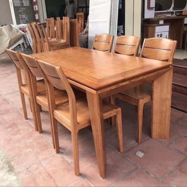 Bộ Bàn Ăn Mặt Gỗ Sồi Đẹp XBA_037
