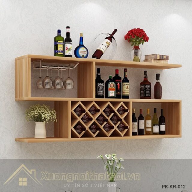 Kệ Gỗ Để Rượu Treo Tường Thông Minh PK-KR-012