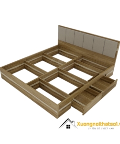 Giường gỗ công nghiệp 1m8 đầu đệm dọc 6161, thiết kế hiện đại, chất liệu bền bỉ.