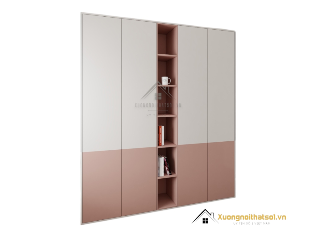 Tủ quần áo cho bé gái 4 cánh mở, thiết kế tiện lợi, dung tích rộng rãi, phù hợp phòng ngủ trẻ em.