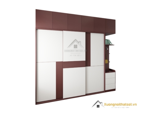 Tủ quần áo 3 cánh lùa gỗ An Cường màu nâu bã trầu hiện đại, sang trọng, tiện dụng trong không gian phòng ngủ