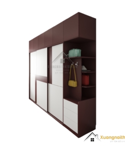 Tủ quần áo 3 cánh lùa gỗ An Cường màu nâu bã trầu hiện đại, sang trọng, tiện dụng trong không gian phòng ngủ