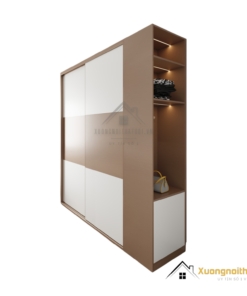 Tủ quần áo 2 cánh lùa gỗ An Cường màu xanh Thái 218ZN hiện đại và tiện dụng