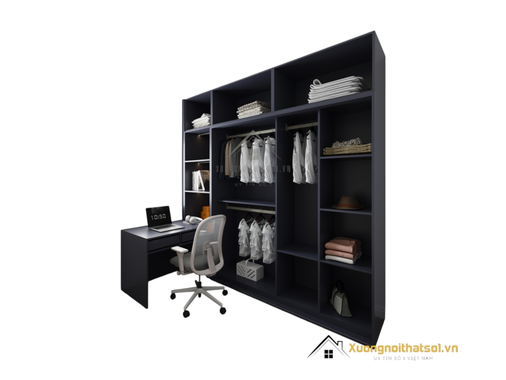 Tủ Quần Áo 2 Cánh Lùa Kết Hợp Bàn Làm Việc Màu 200T (7)