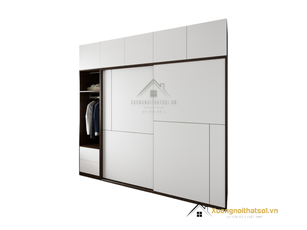 Tủ quần áo 2 cánh lùa màu 613 kích thước 2m x 2m4 thiết kế hiện đại, tiện lợi cho không gian phòng ngủ rộng.