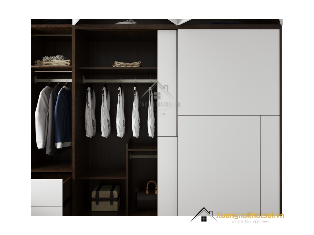 Tủ quần áo 2 cánh lùa màu gỗ 613 kích thước 2m x 2m4 sang trọng, hiện đại