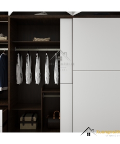 Tủ quần áo 2 cánh lùa màu gỗ 613 kích thước 2m x 2m4 sang trọng, hiện đại