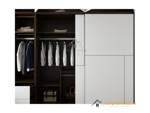 Tủ quần áo 2 cánh lùa màu gỗ 613 kích thước 2m x 2m4 sang trọng, hiện đại