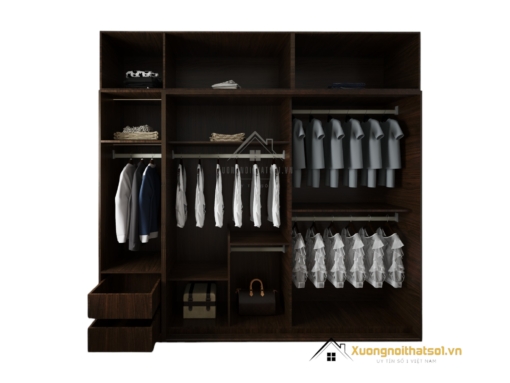 Tủ quần áo 2 cửa lùa màu vân gỗ hiện đại kích thước 2m x 2m4, thiết kế tiện lợi phù hợp mọi không gian phòng ngủ