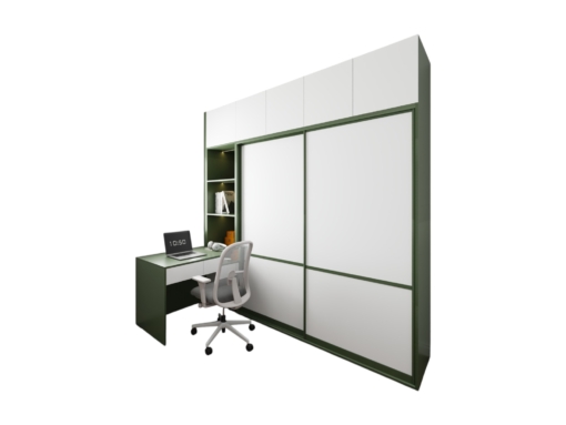 Tủ quần áo 2 cánh lùa kết hợp bàn làm việc màu gỗ 216ZN hiện đại, tiết kiệm không gian