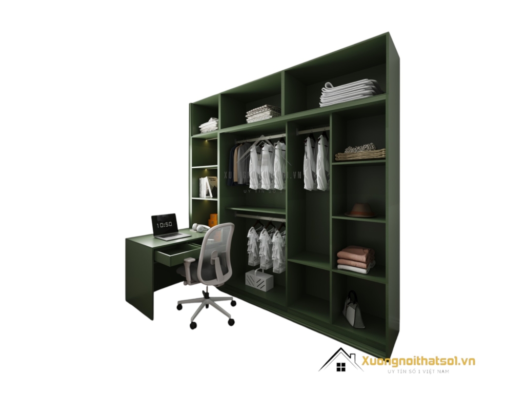 Tủ quần áo 2 cửa lùa kết hợp bàn làm việc màu 216ZN