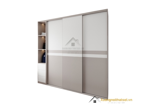 Tủ quần áo 3 buồng cánh lùa gỗ xanh Thái Lan màu 217LU hiện đại và tiện nghi