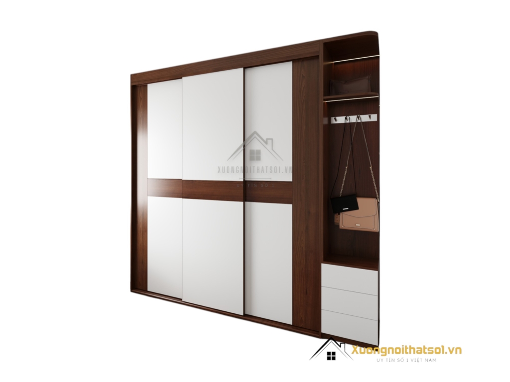 Tủ quần áo 3 buồng cửa lùa màu 414 thiết kế hiện đại, tiện lợi cho không gian phòng ngủ.