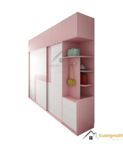 Tủ quần áo 3 cánh lùa An Cường màu hồng