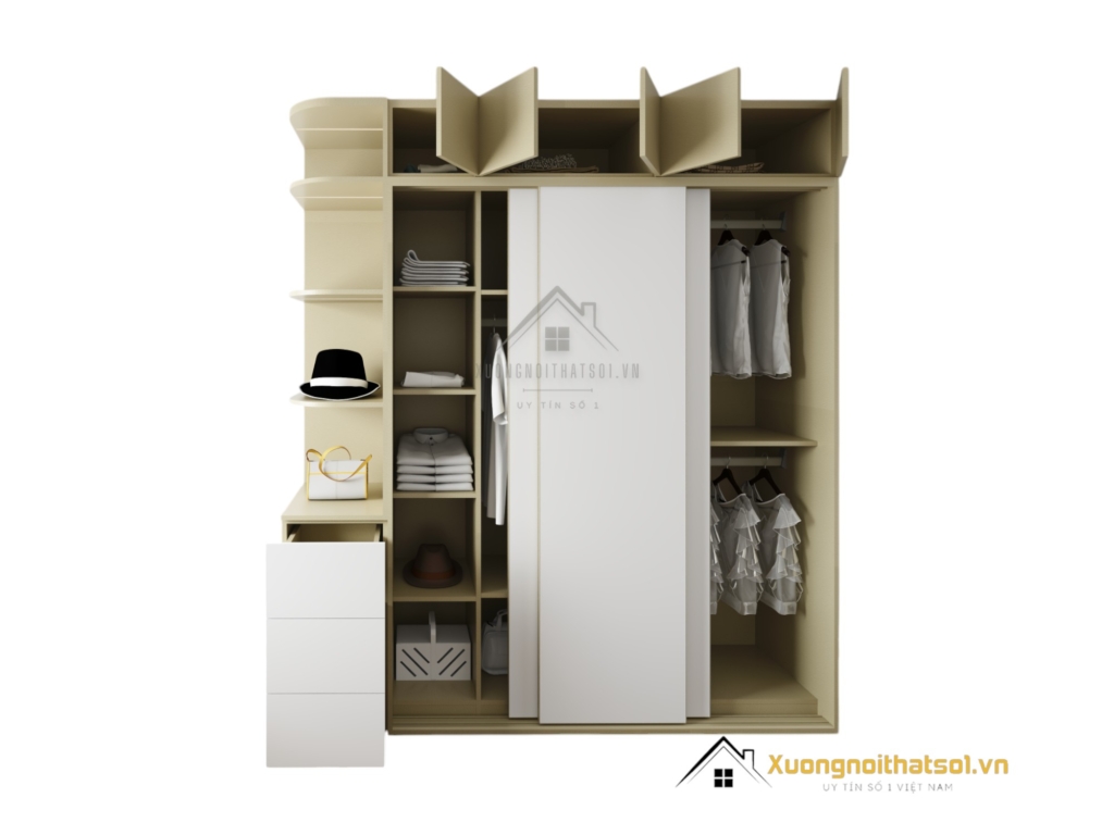 Tủ Quần Áo 3 Cánh Lùa Gỗ An Cường Hà Nội Màu 220LU (10)