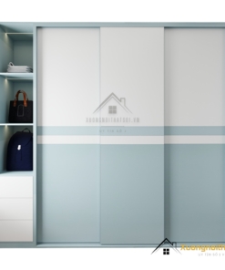 Tủ quần áo 3 cánh lùa màu xanh Thái Lan, thiết kế hiện đại, chắc chắn, phù hợp với không gian nội thất phòng ngủ.