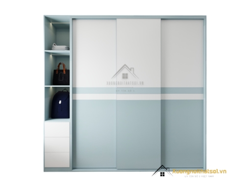 Tủ quần áo 3 cánh lùa màu xanh Thái Lan, thiết kế hiện đại, chắc chắn, phù hợp với không gian nội thất phòng ngủ.