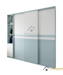 Tủ quần áo 3 cánh lùa màu xanh Thái Lan, chất liệu bền đẹp, thiết kế sang trọng, tiết kiệm không gian cho phòng ngủ.