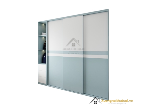 Tủ quần áo 3 cánh lùa màu xanh Thái Lan, chất liệu bền đẹp, thiết kế sang trọng, tiết kiệm không gian cho phòng ngủ.