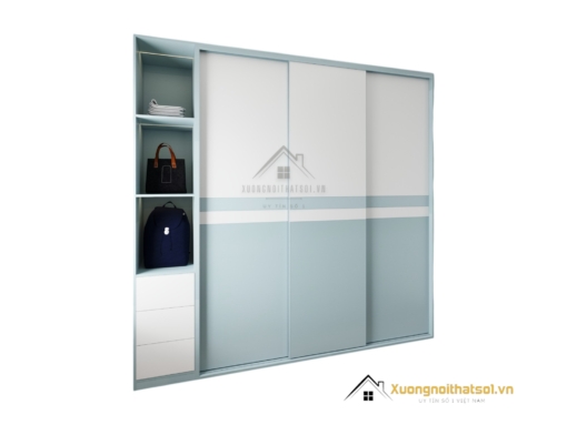 Tủ quần áo 3 cánh lùa màu xanh Thái Lan, thiết kế hiện đại, phù hợp cho không gian phòng ngủ.