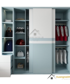 Tủ quần áo 3 cánh lùa màu xanh Thái Lan 212ZN hiện đại, tiện nghi, tiết kiệm không gian