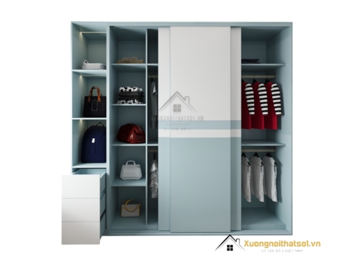 Tủ quần áo 3 cánh lùa màu xanh Thái Lan 212ZN hiện đại, tiện nghi, tiết kiệm không gian