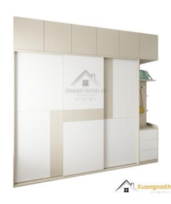 Tủ quần áo 3 cánh trượt gỗ An Cường Hà Nội màu vàng nhạt