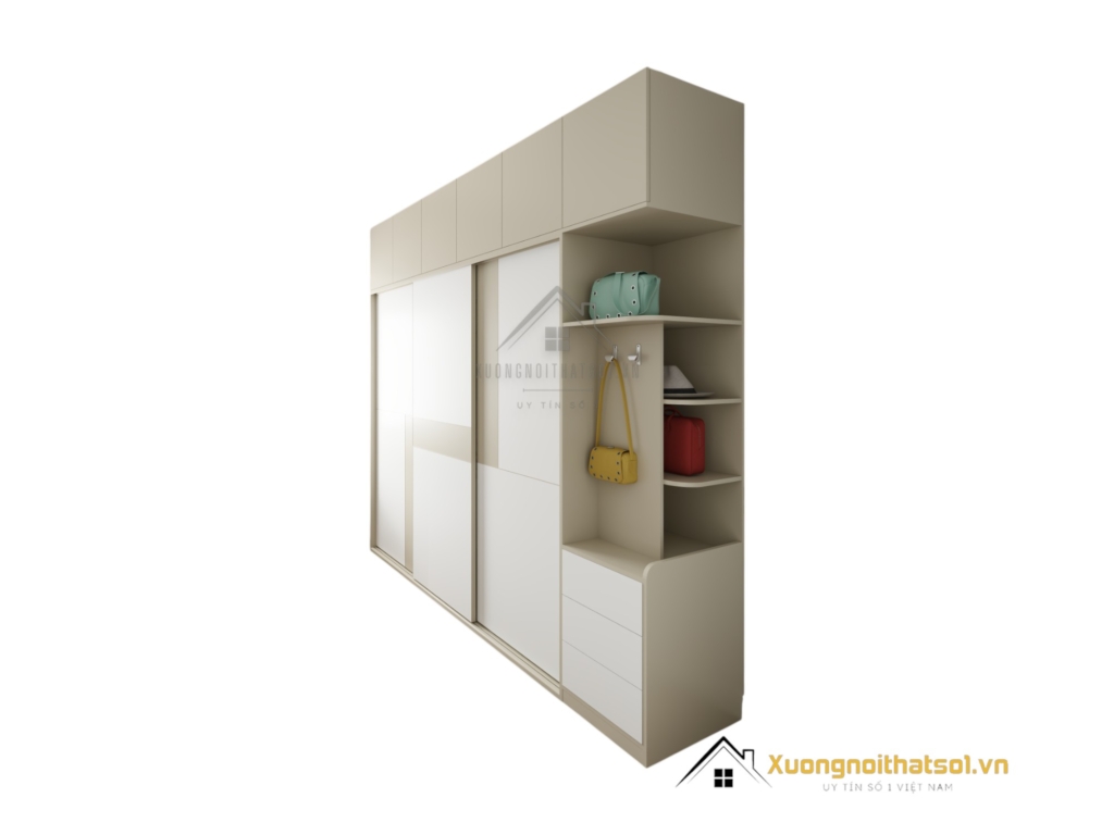 Tủ Quần Áo 3 Cánh Trượt Gỗ An Cường Hà Nội Màu Vàng Nhạt (5)