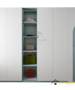 Tủ quần áo cánh mở gỗ công nghiệp màu xanh dương hiện đại, thiết kế tiện dụng phù hợp mọi không gian sống.