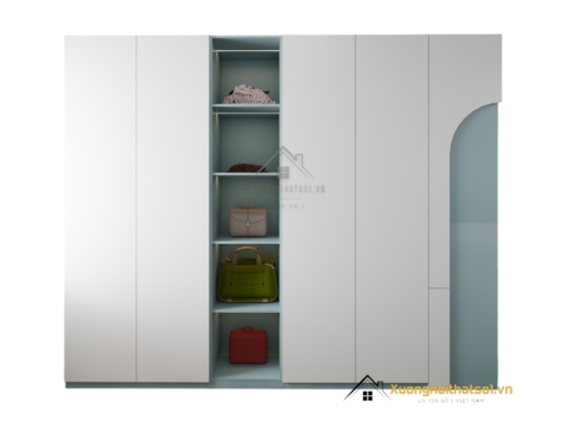 Tủ quần áo cánh mở gỗ công nghiệp màu xanh dương hiện đại, thiết kế tiện dụng phù hợp mọi không gian sống.