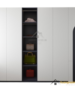 Tủ quần áo cánh mở gỗ công nghiệp màu xanh ghi hiện đại, thiết kế tiện dụng cho phòng ngủ.