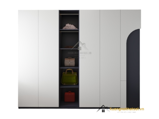 Tủ quần áo cánh mở gỗ công nghiệp màu xanh ghi hiện đại, thiết kế tiện dụng cho phòng ngủ.