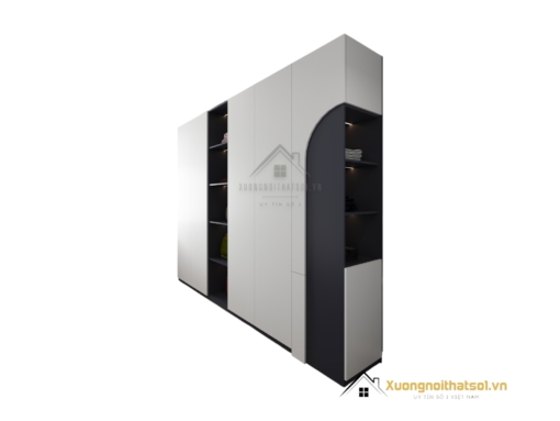 Tủ quần áo cánh mở gỗ công nghiệp màu xanh ghi