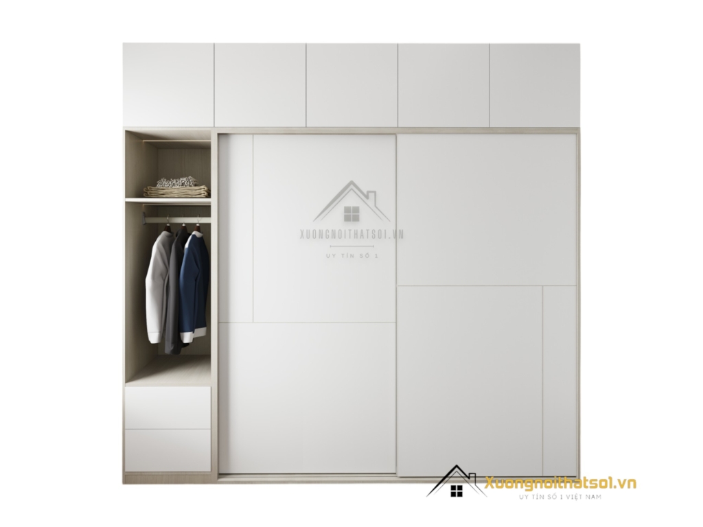 Tủ quần áo cửa lùa 2 cánh màu 501 kích thước 2m x 2m4 hiện đại tiết kiệm không gian