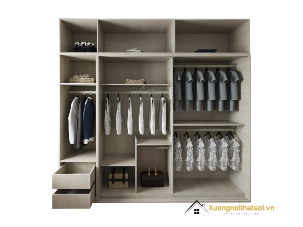 Tủ quần áo cửa lùa 2 cánh hiện đại màu 501 kích thước 2m x 2m4, thiết kế tiện nghi cho không gian phòng ngủ sang trọng