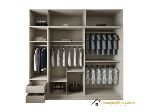 Tủ quần áo cửa lùa 2 cánh hiện đại màu 501 kích thước 2m x 2m4, thiết kế tiện nghi cho không gian phòng ngủ sang trọng