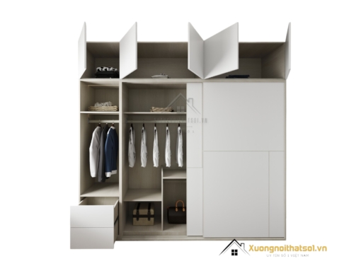 Tủ quần áo cửa lùa 2 cánh hiện đại màu 501 kích thước 2m x 2m4 sang trọng, tiết kiệm không gian sống.