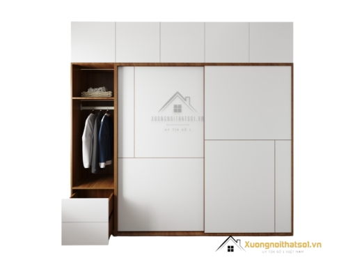 Tủ quần áo cửa lùa 2 cánh giá rẻ màu 031, thiết kế hiện đại, tiết kiệm không gian