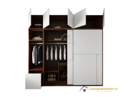 Tủ quần áo cửa lùa 2 cánh gỗ MDF màu 413 hiện đại, tiện lợi cho phòng ngủ nhỏ