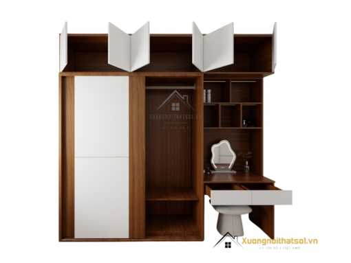 Tủ quần áo cửa lùa kết hợp bàn phấn màu 031 thiết kế hiện đại, tiết kiệm không gian, phù hợp mọi phòng ngủ.