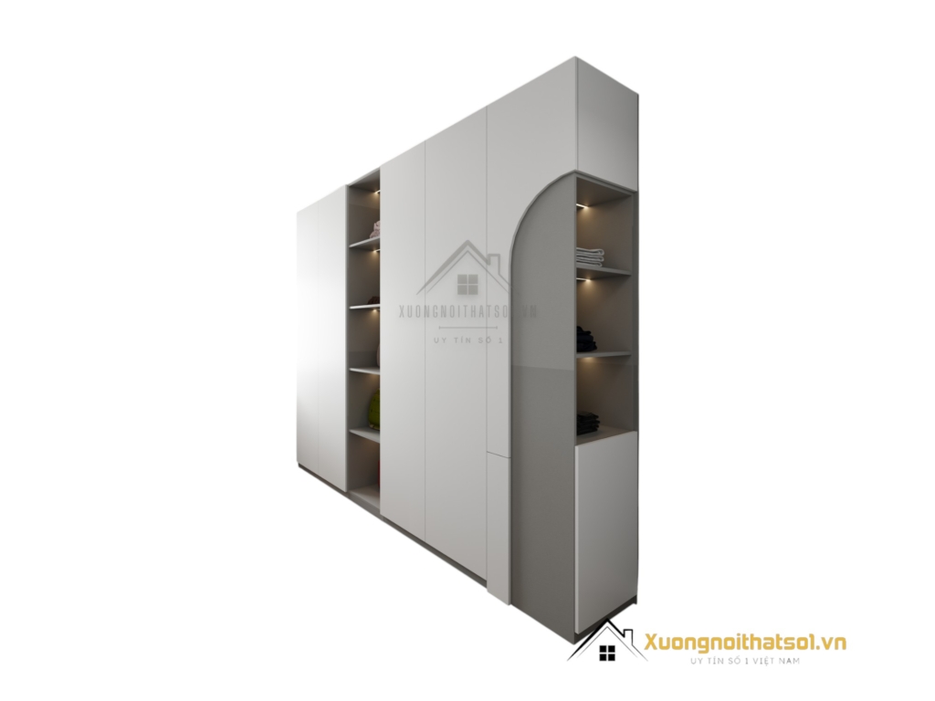 Tủ Quần Áo Cửa Mở Gỗ Công Nghiệp Hà Nội Màu Ghi (7)