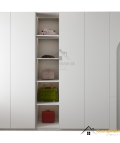 Tủ quần áo cửa mở gỗ công nghiệp màu ghi nhạt